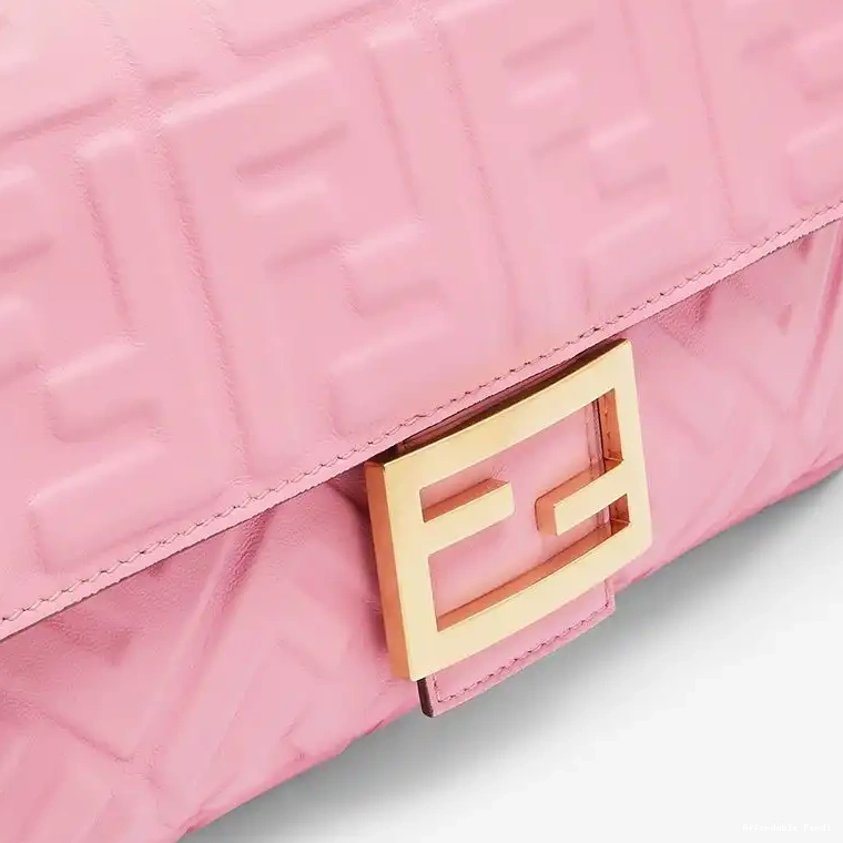 Cheap Affordable FF Motif Nappa Baguette Leather In Fendi Bag Pink Medium 0219