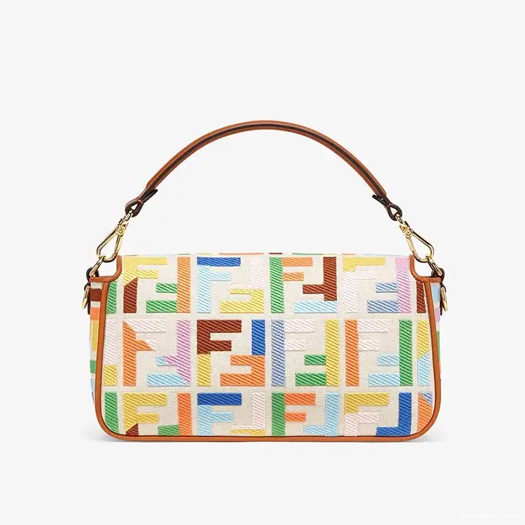 Cheap Affordable Baguette Motif Fendi Multicolor Canvas FF In Bag Medium 0220