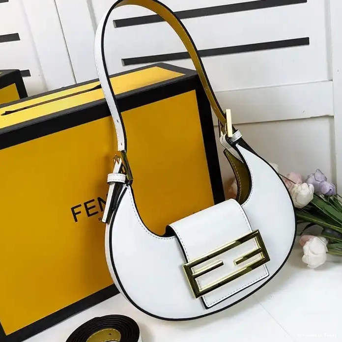 Cheap Affordable Fendi Calf Cookie Mini In Leather Hobo White Bag 0213