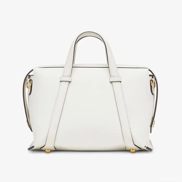 Affordable Affordable Medium Fendi Grained Bag White Leather Boston In 365 0209