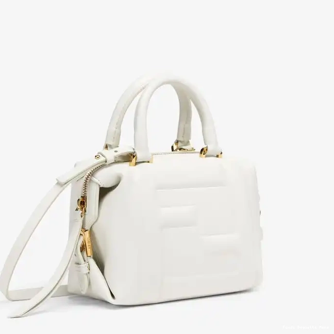 Cheap Affordable White Nappa Cube Bag Mini Fendi Leather In FF 0210