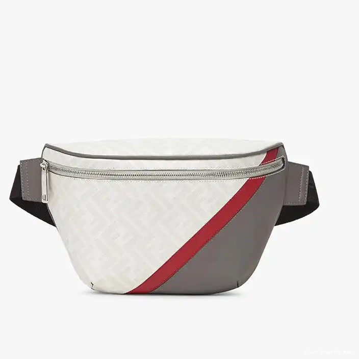 Cheap Affordable Motif FF Fabric Fendi Red White Bag In Belt 0212