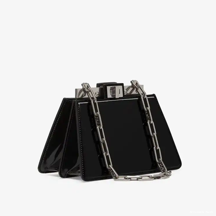 Cheap Affordable Bag Leather Calf Mini Peekaboo Cut Black In Fendi 0219