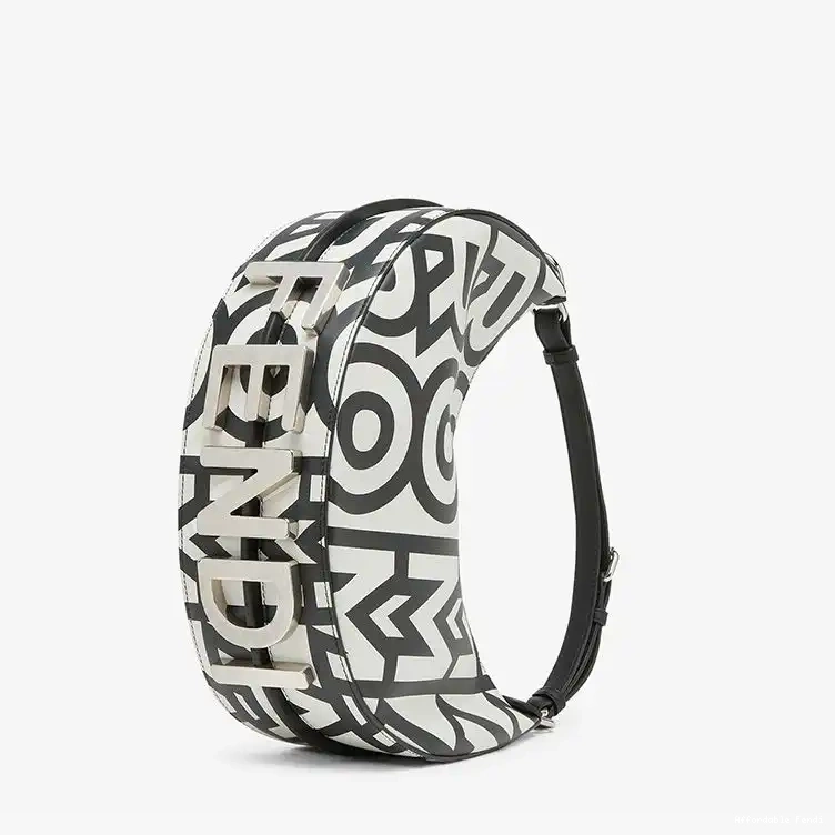 Cheap Affordable Capsule Bag White Small In Black Leather Hobo Fendi Fendigraphy Fendi Roma 0220