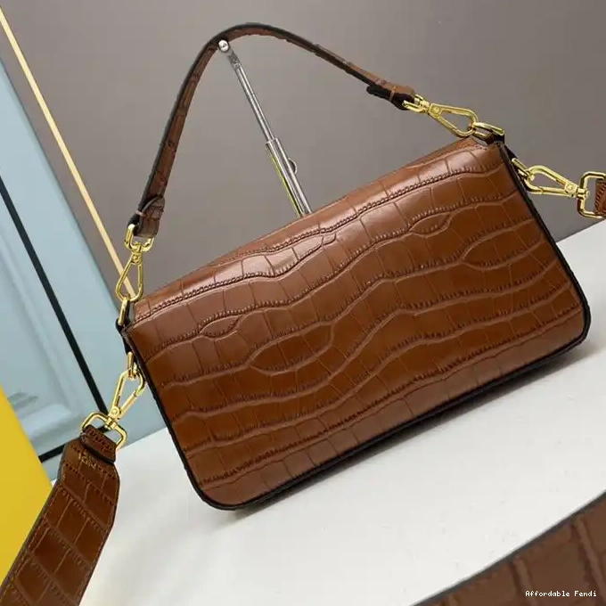 Affordable Affordable Brown Bag In Crocodile Baguette Medium Leather Fendi 0211