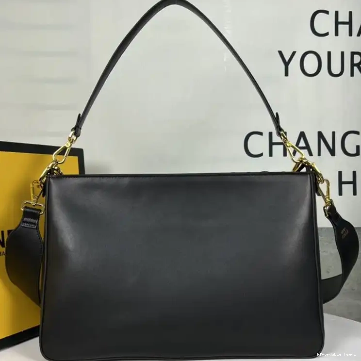 Affordable Affordable In Calf Fendi Black Shoulder Bag Zip O'Lock Leather 0224