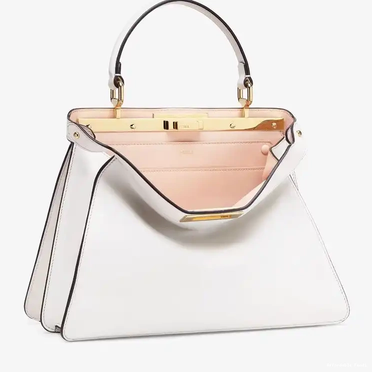 Affordable Affordable Fendi Nappa Peekaboo Laether ISeeU Bag In Medium White 0220