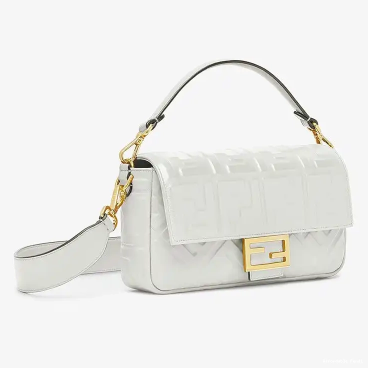 Affordable Affordable Leather White In Medium Baguette Fendi FF Motif Bag Nappa 0210