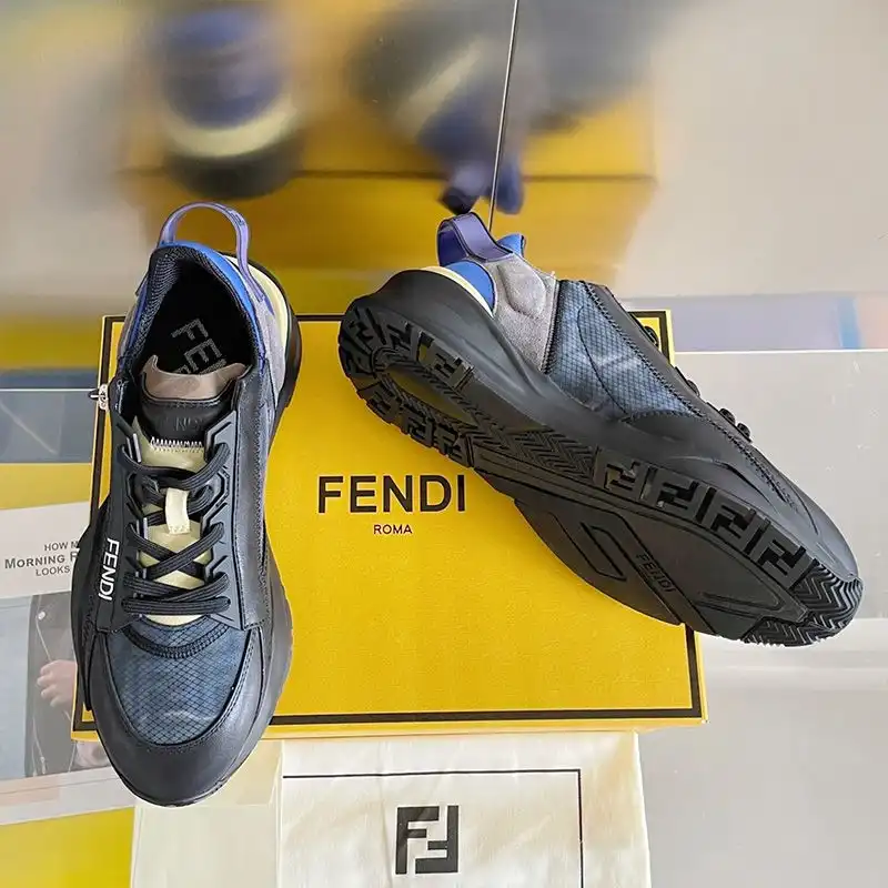 Affordable Affordable Fendi Flow Sneakers Men FF Motif Fabric and Suede Black 0205