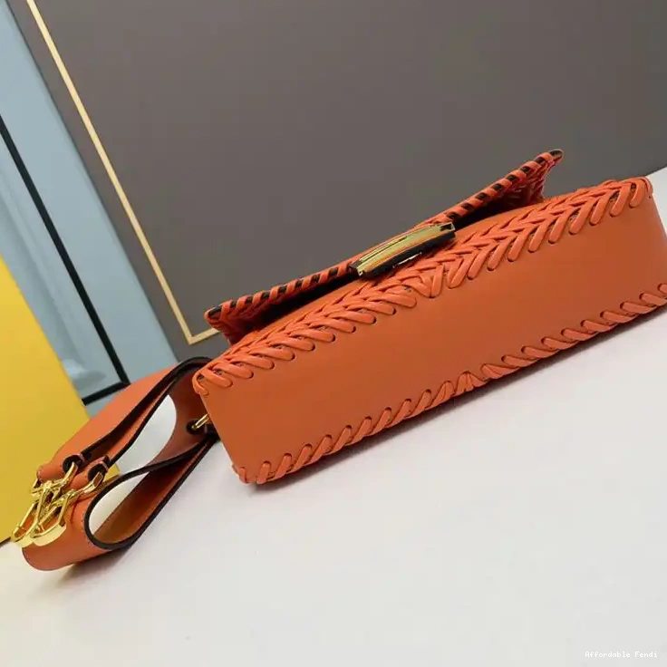 Affordable Affordable Orange Stitching Bag Leather Fendi Baguette Medium In 0220