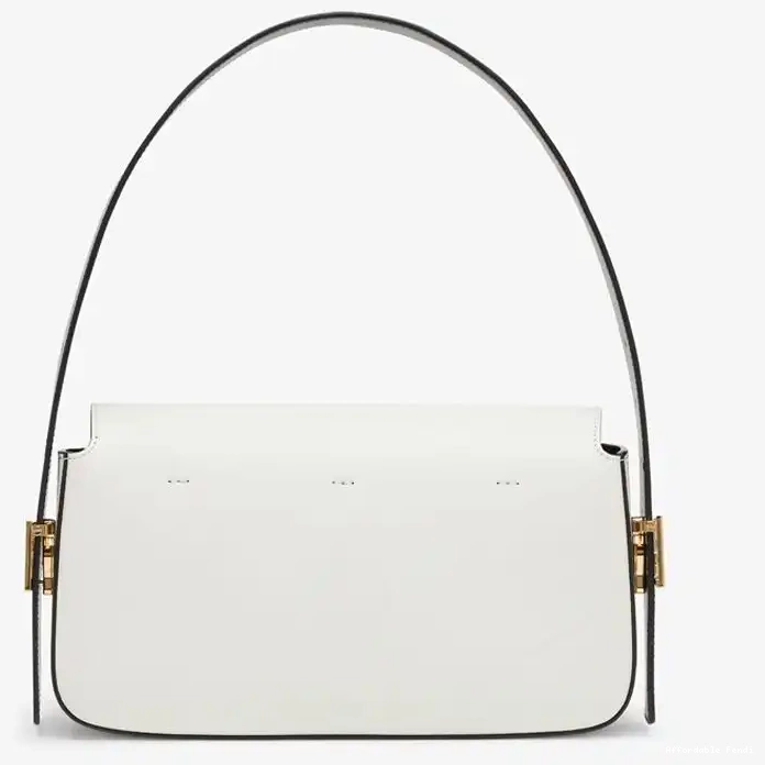 Cheap Affordable Medium In Baguette Leather Bag White Fendi Nappa Twist 0220