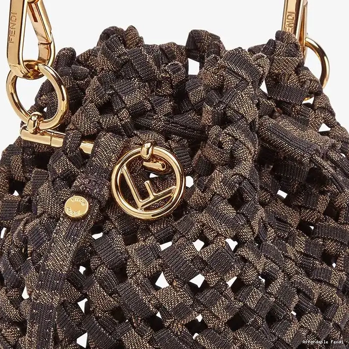 Affordable Affordable Fabric Fendi Mini Bucket Interlace Mon Tresor Coffee In Bag 0226