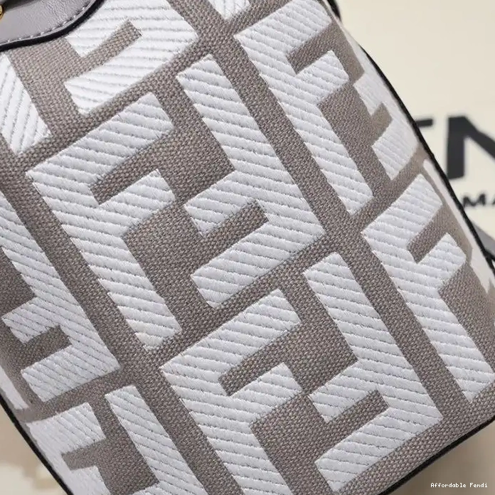 Affordable Affordable Tresor Fendi In Mini Woven Motif Bag Handle Mon Grey with Bucket Canvas FF 0211