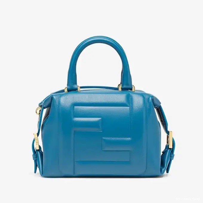 Cheap Affordable Leather Cube In Nappa Blue Bag Fendi FF Mini 0225