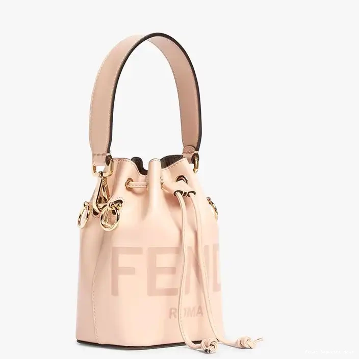 Cheap Affordable Fendi Tresor Cherry In Logo Mini Mon ROMA Bag Calf Leather Bucket 0218